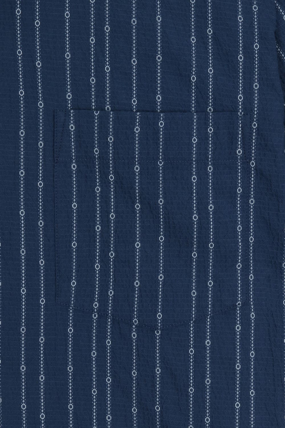 코튼 일러스트 스프라이프 테일러드 카라 502 네이비 반소매 셔츠