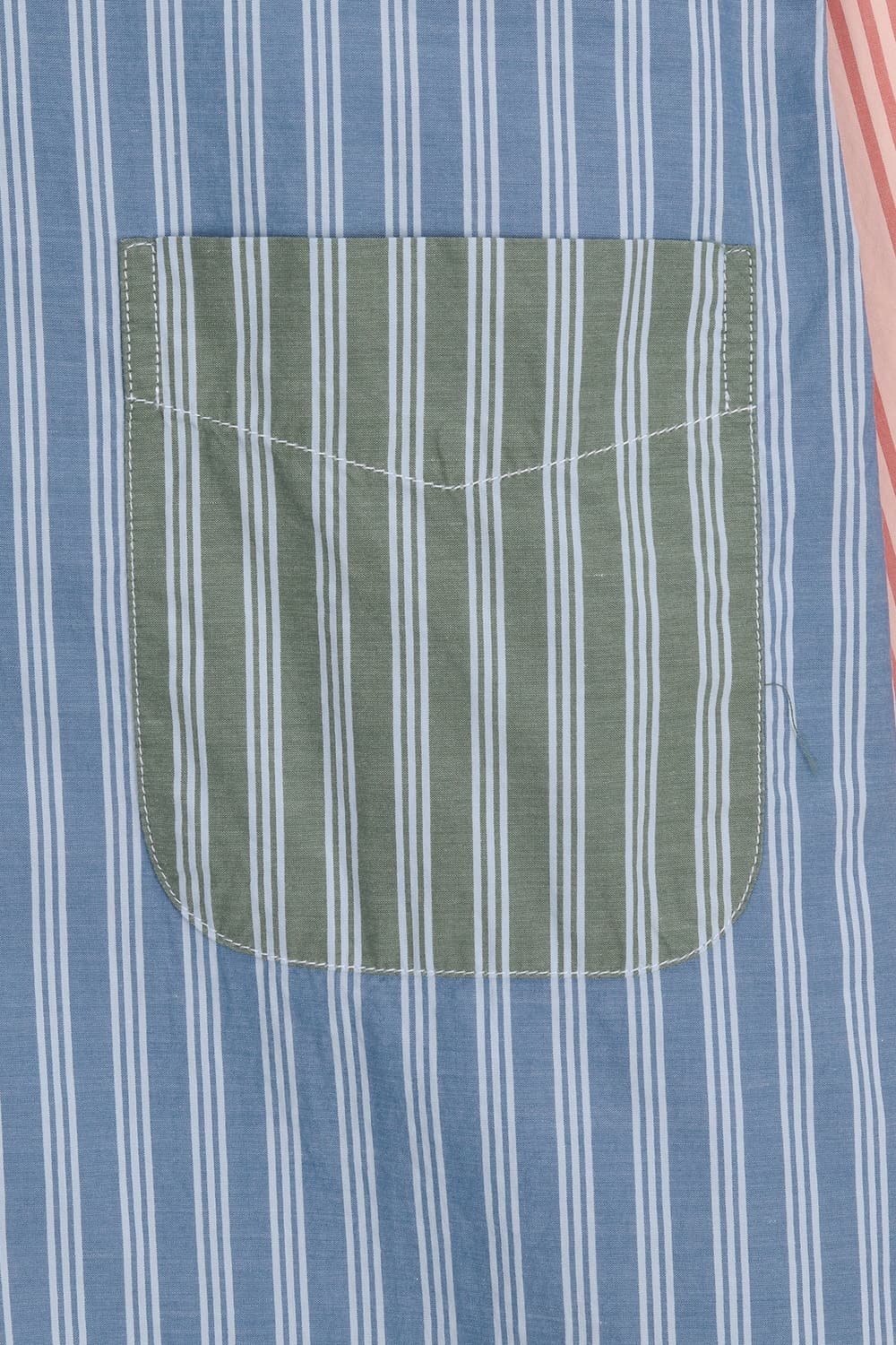 PITT 코튼 스트라이프 패치워크 108 블루 셔츠