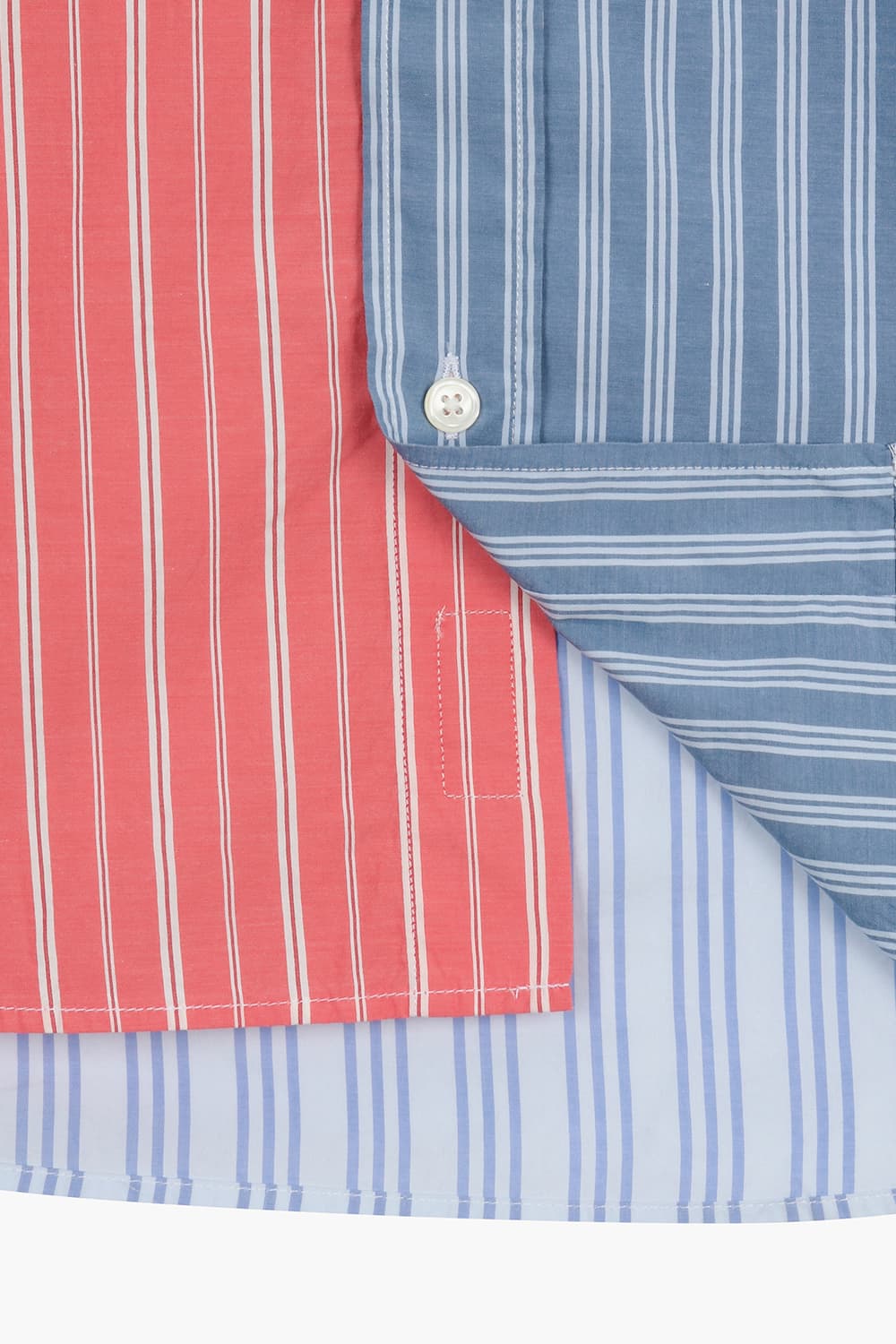 PITT 코튼 스트라이프 패치워크 108 블루 셔츠