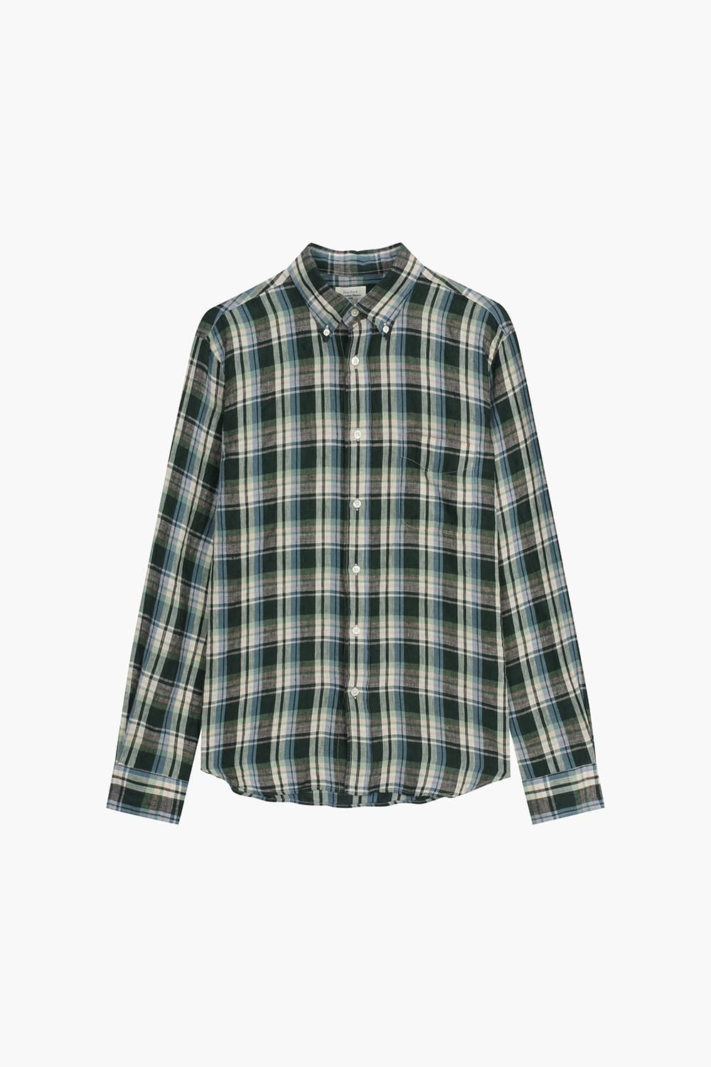 PITT 린넨 타탄 체크 버튼 다운 카라 106 그린 셔츠