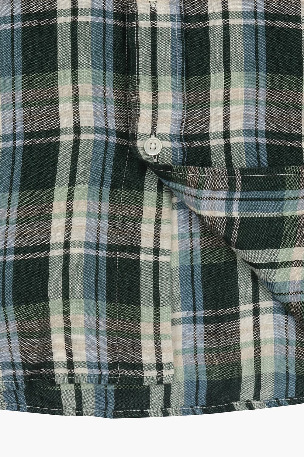 PITT 린넨 타탄 체크 버튼 다운 카라 106 그린 셔츠