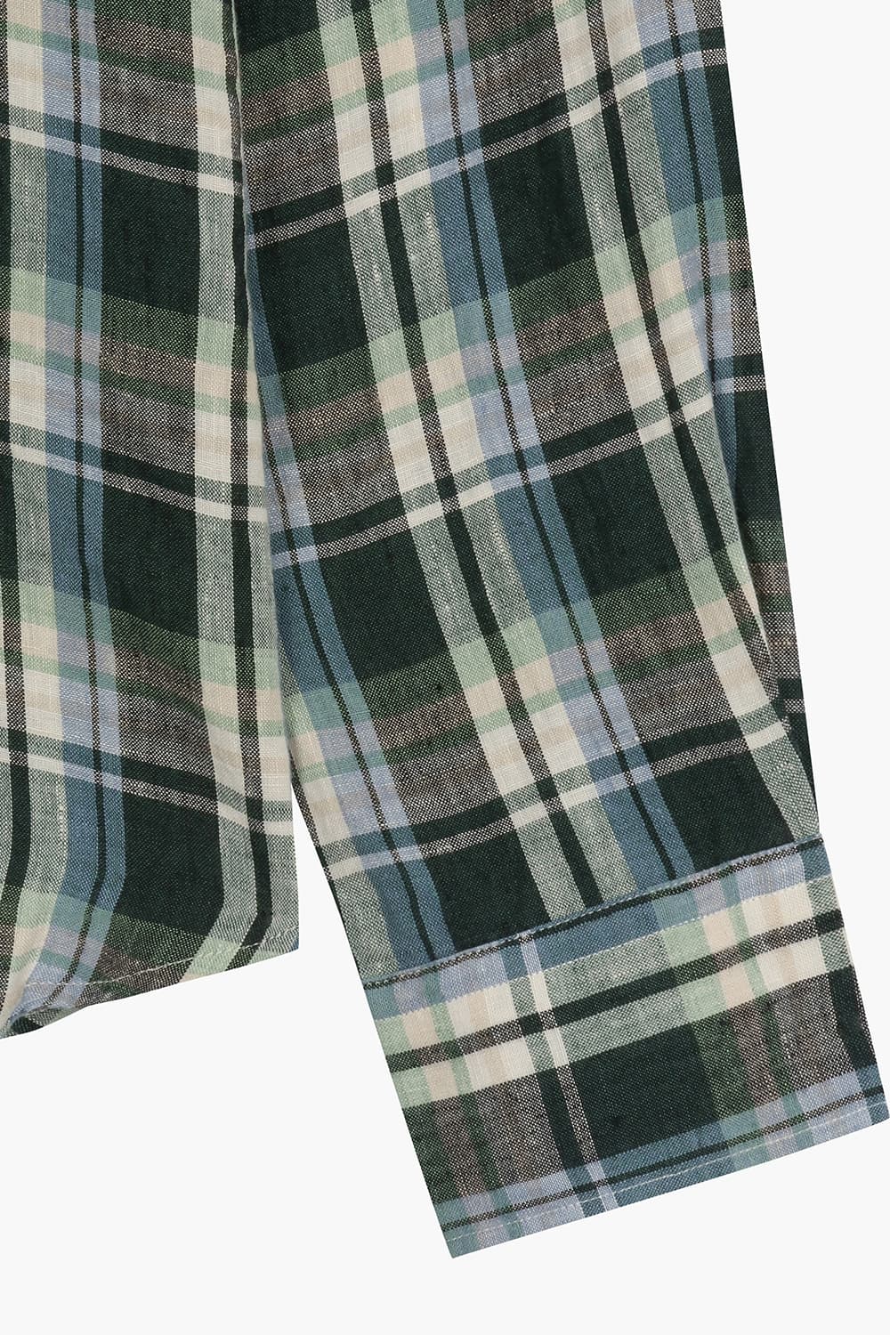 PITT 린넨 타탄 체크 버튼 다운 카라 106 그린 셔츠