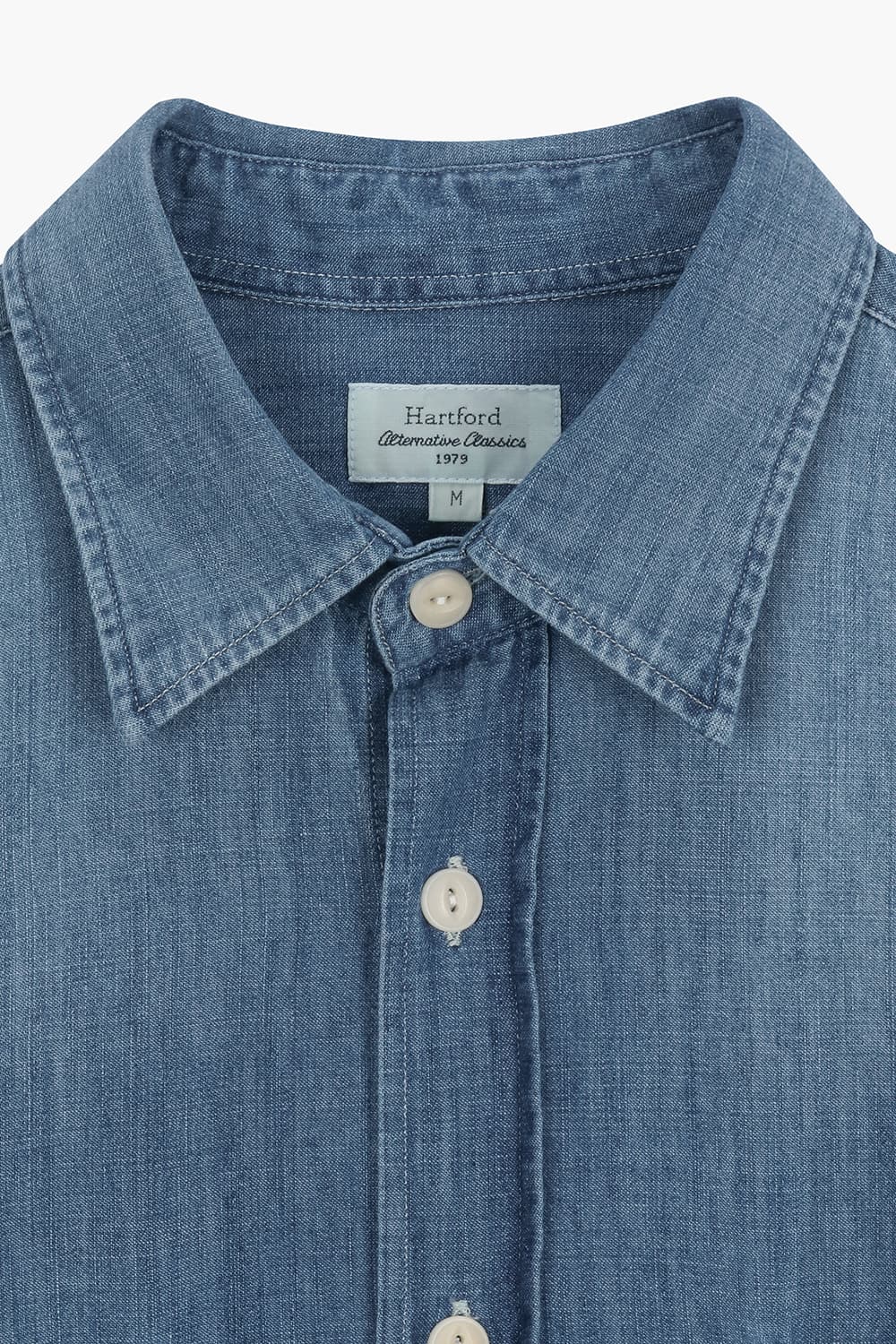 중청 데님 버튼 다운 투 포켓 101 블루 셔츠
