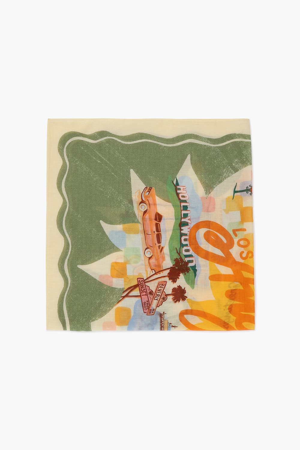 코튼 바캉스 일러스트 101 카키 스카프