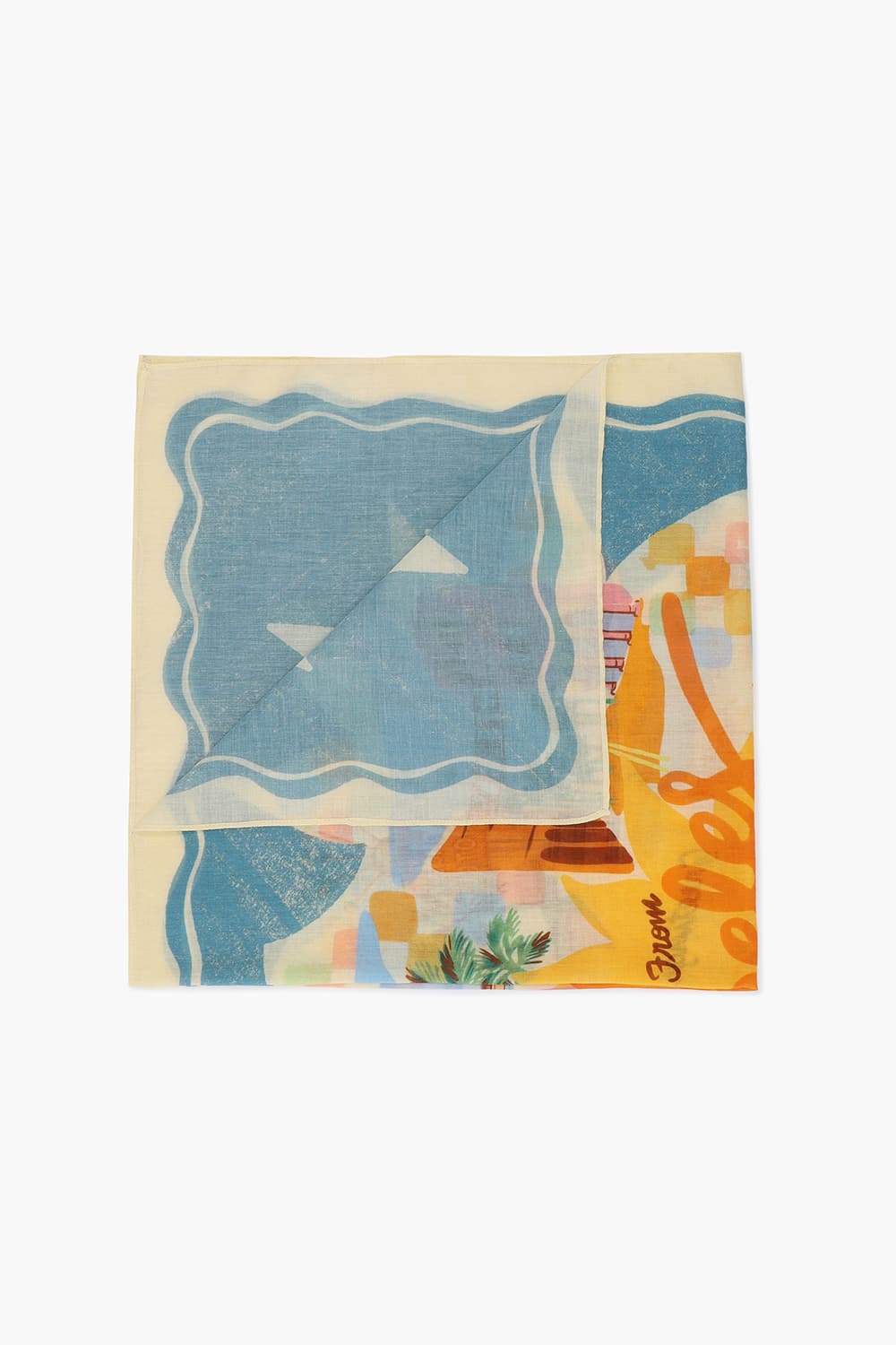 코튼 바캉스 일러스트 101 라이트블루 스카프