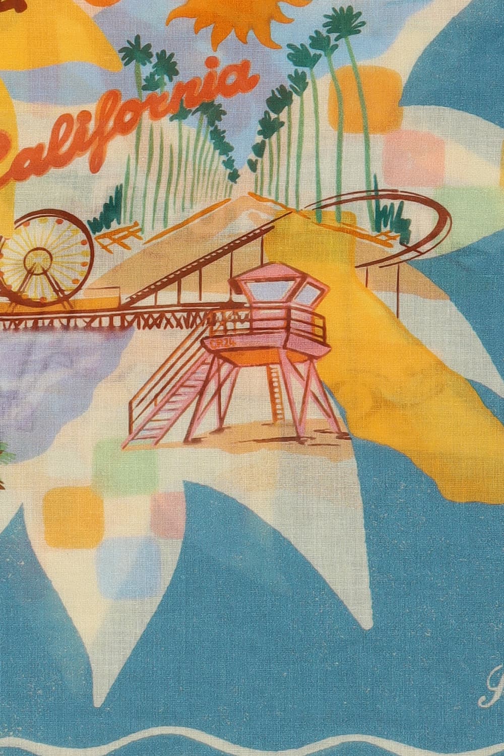 코튼 바캉스 일러스트 101 라이트블루 스카프