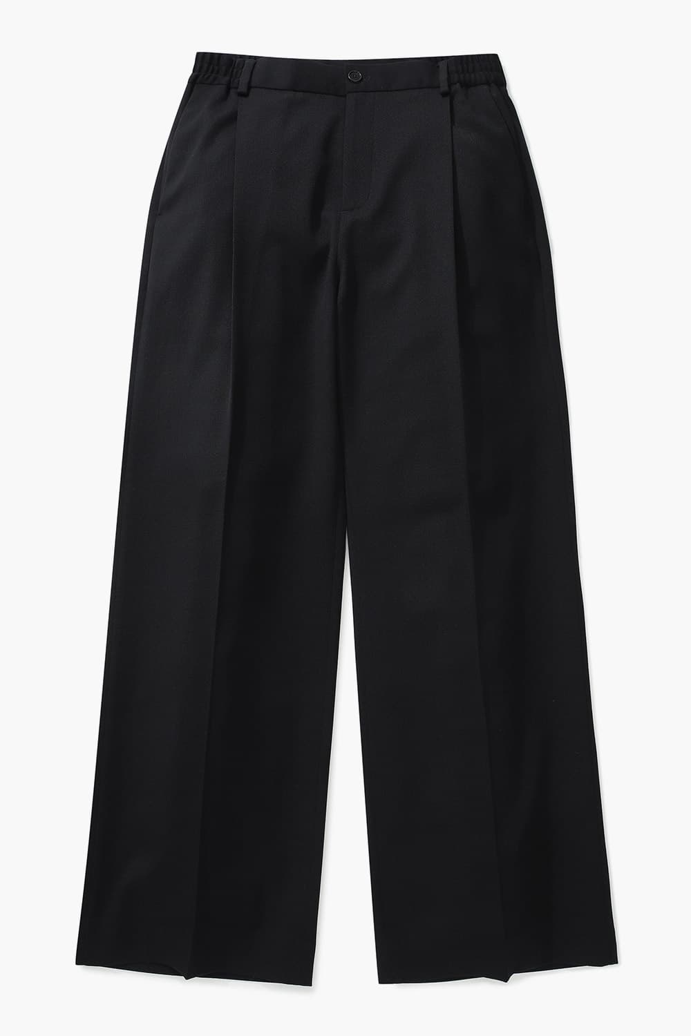 울 혼방 핀턱 와이드 101 블랙 팬츠