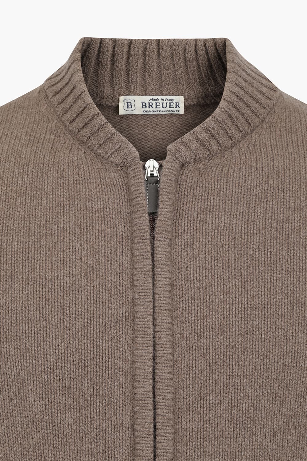 울 골지 헨리넥 니트 201 브라운 집업