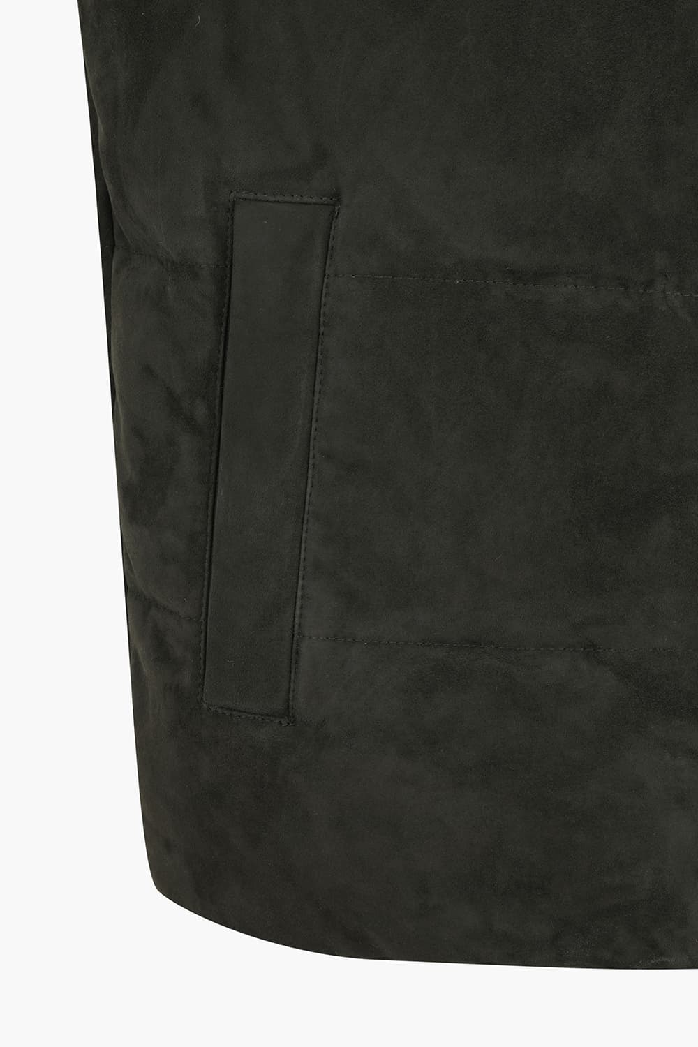 고트스킨 스웨이드 하이넥 801 다크카키 베스트