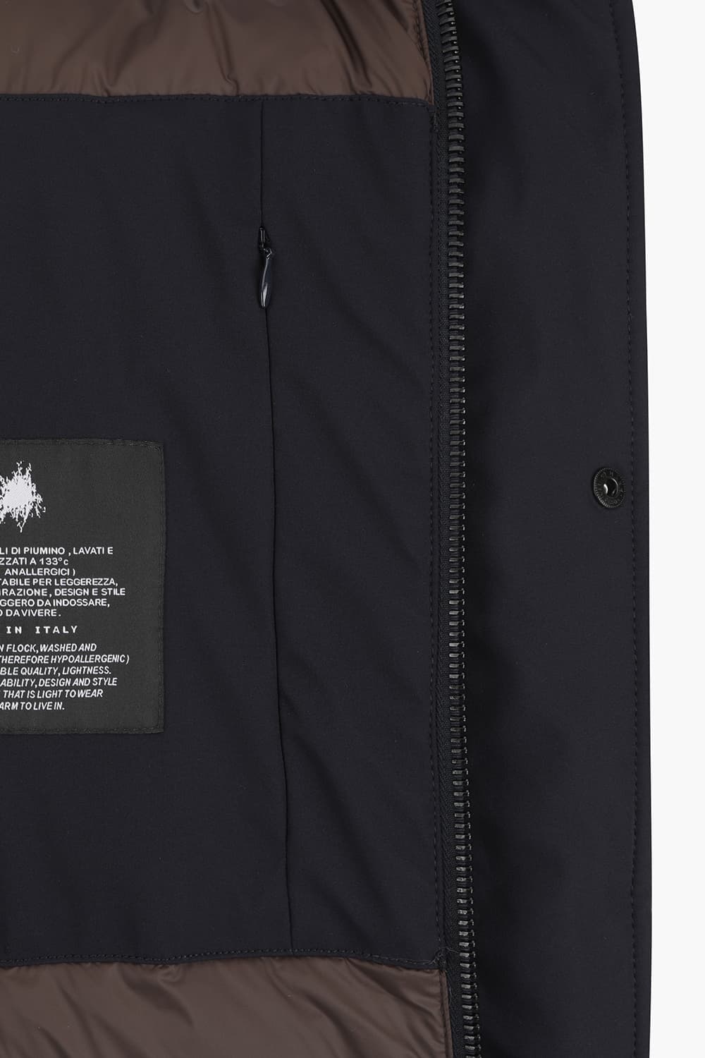 구스다운 후드 롱 802 다크네이비 다운 점퍼