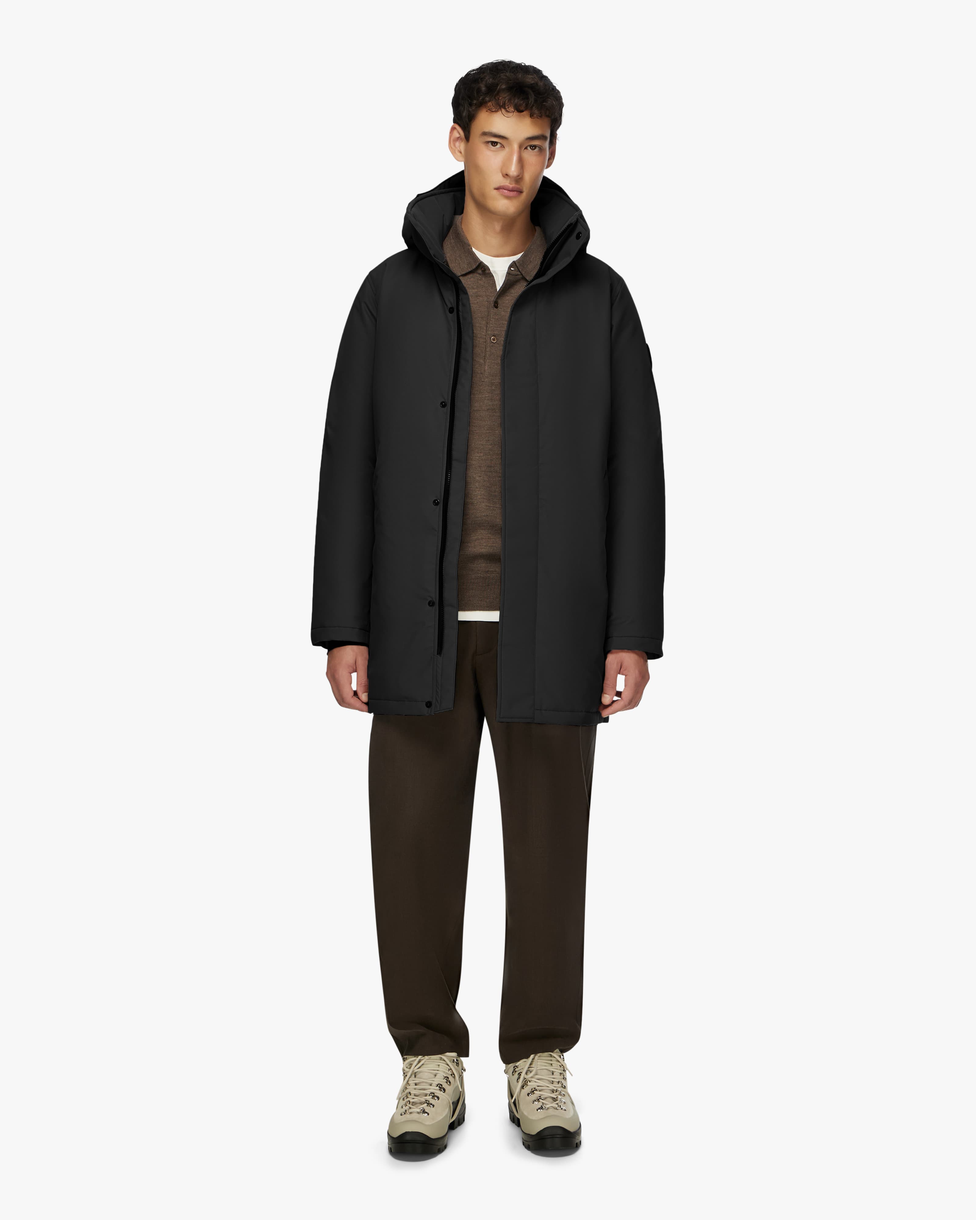 LABRADOR 덕다운 후드 롱 101 블랙 다운 점퍼