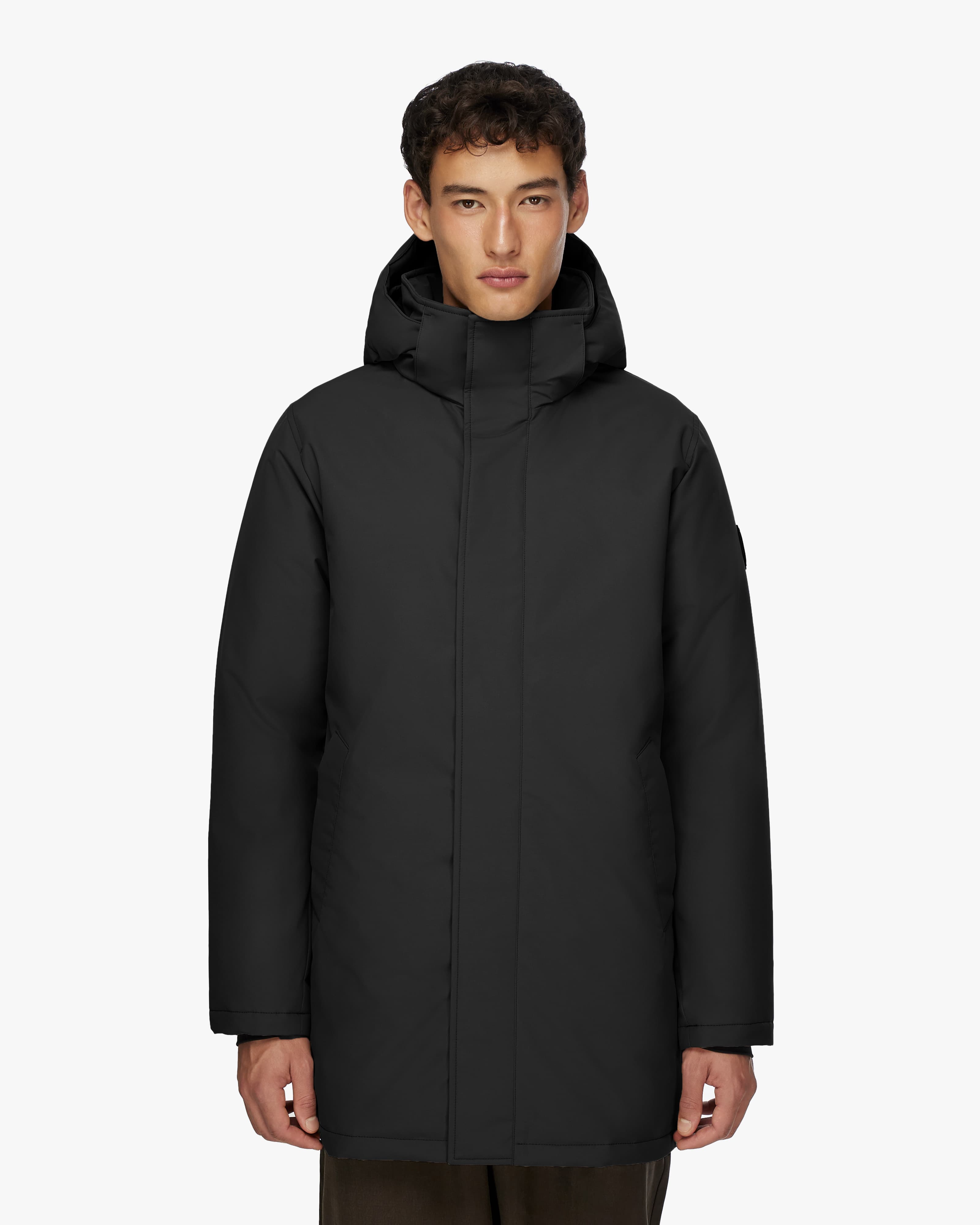 LABRADOR 덕다운 후드 롱 101 블랙 다운 점퍼