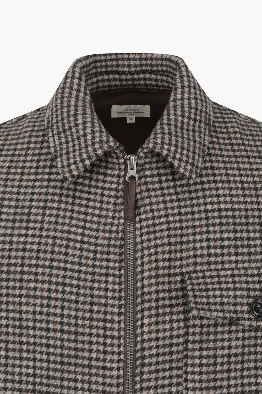 DANDY 울 혼방 깅엄 체크 포켓 105 브라운 점퍼