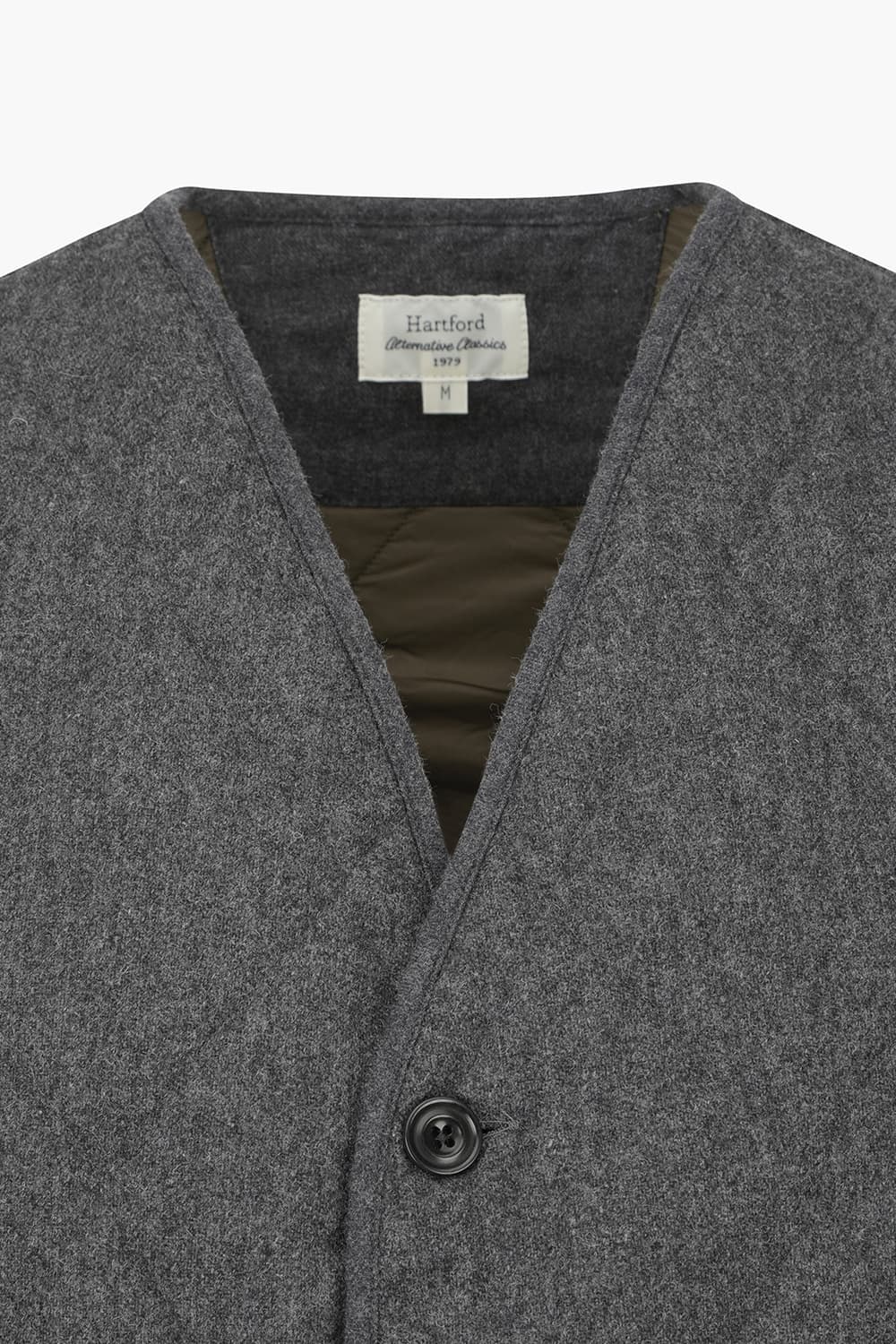 VINCE 울 혼방 퀼팅 빅 포켓 201 다크그레이 베스트