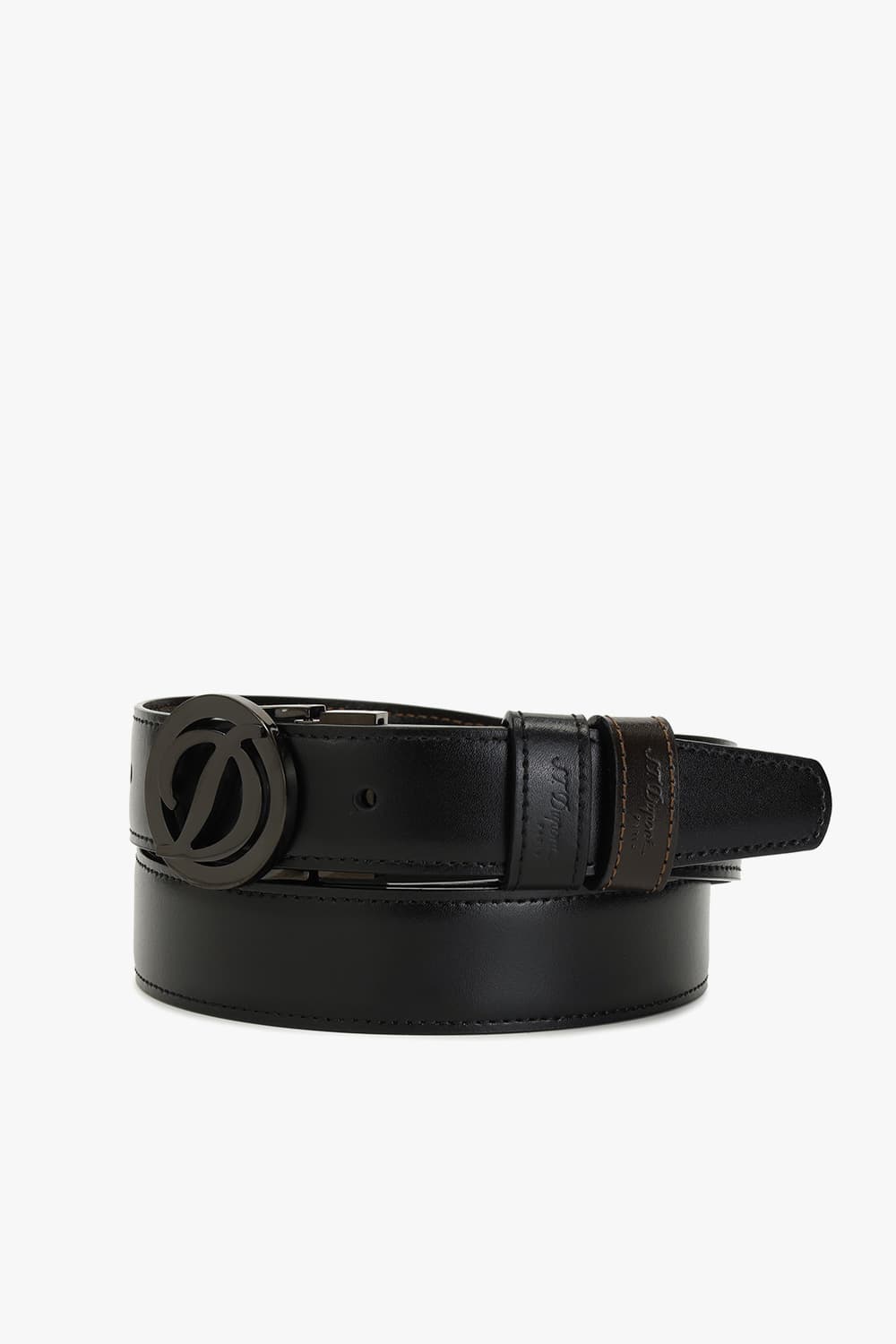 D 로고 라운드 버클 리버서블 벨트 블랙 30MM 블랙/브라운 CJ8460120B