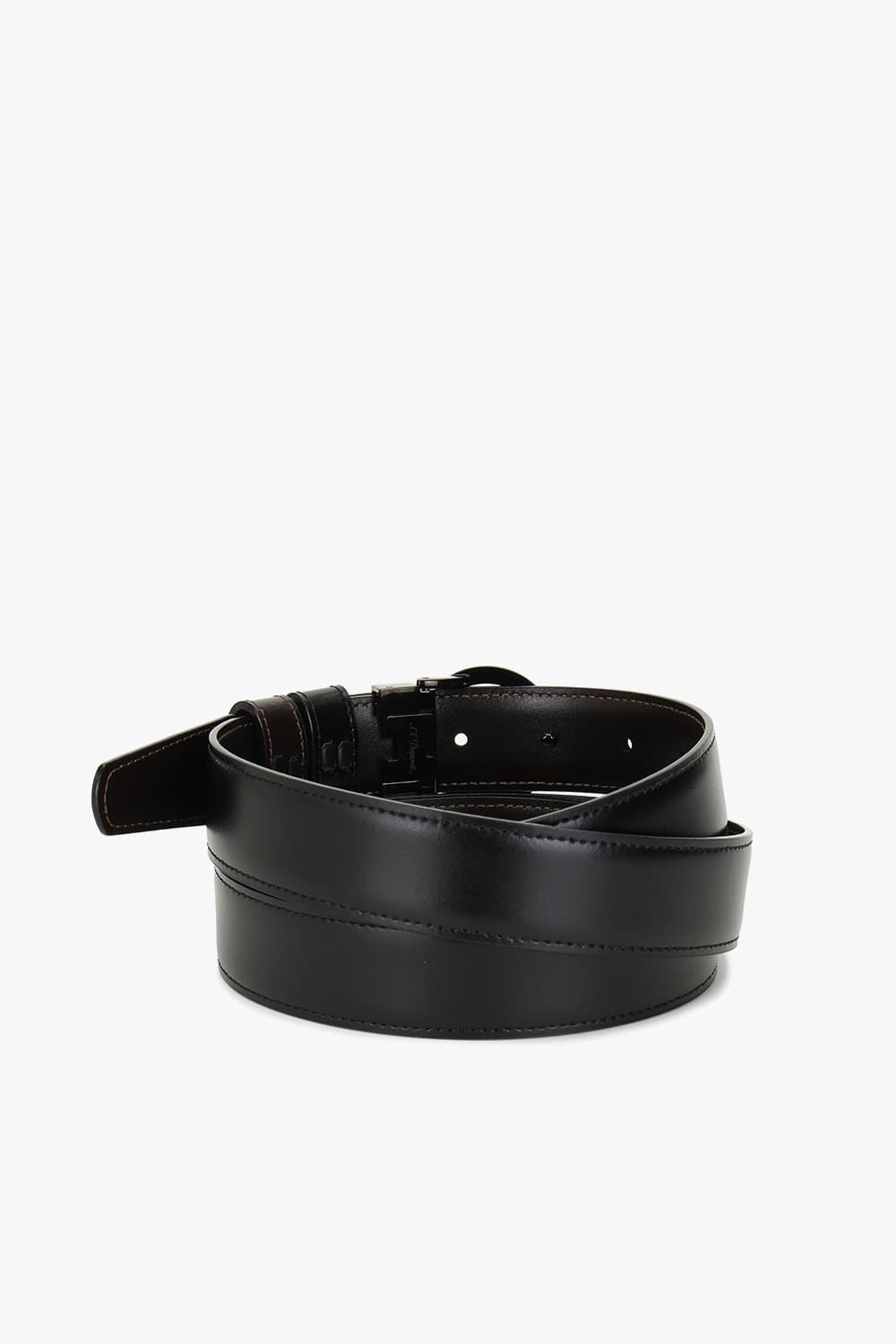 D 로고 라운드 버클 리버서블 벨트 블랙 30MM 블랙/브라운 CJ8460120B