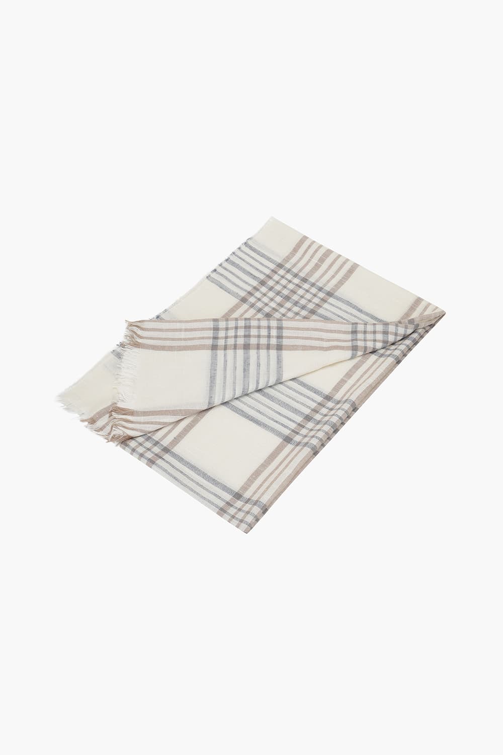 실크 글렌 체크 101 아이보리 스카프