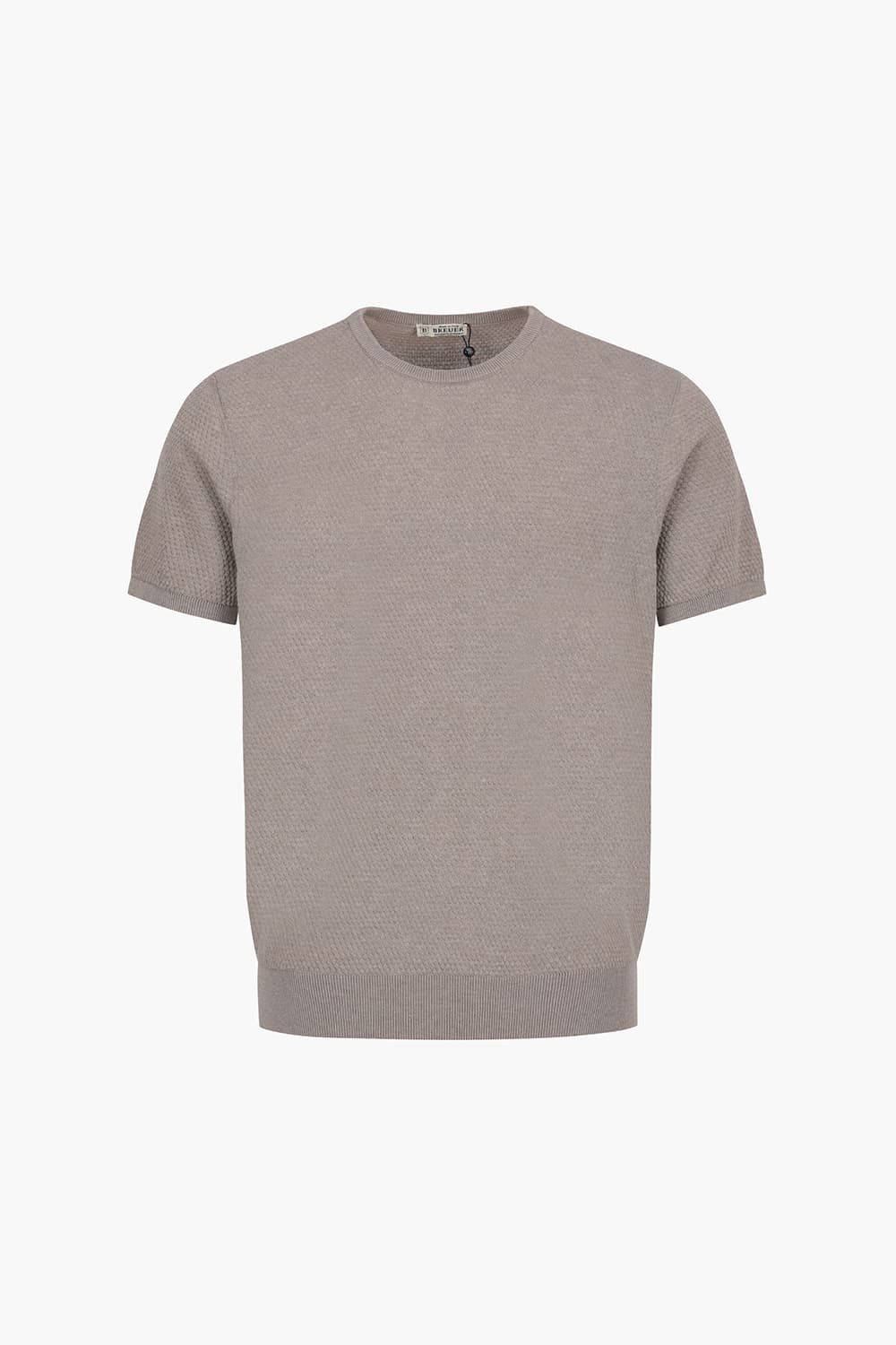 코튼 패턴 짜임 크루넥 505 브라운 반소매 니트