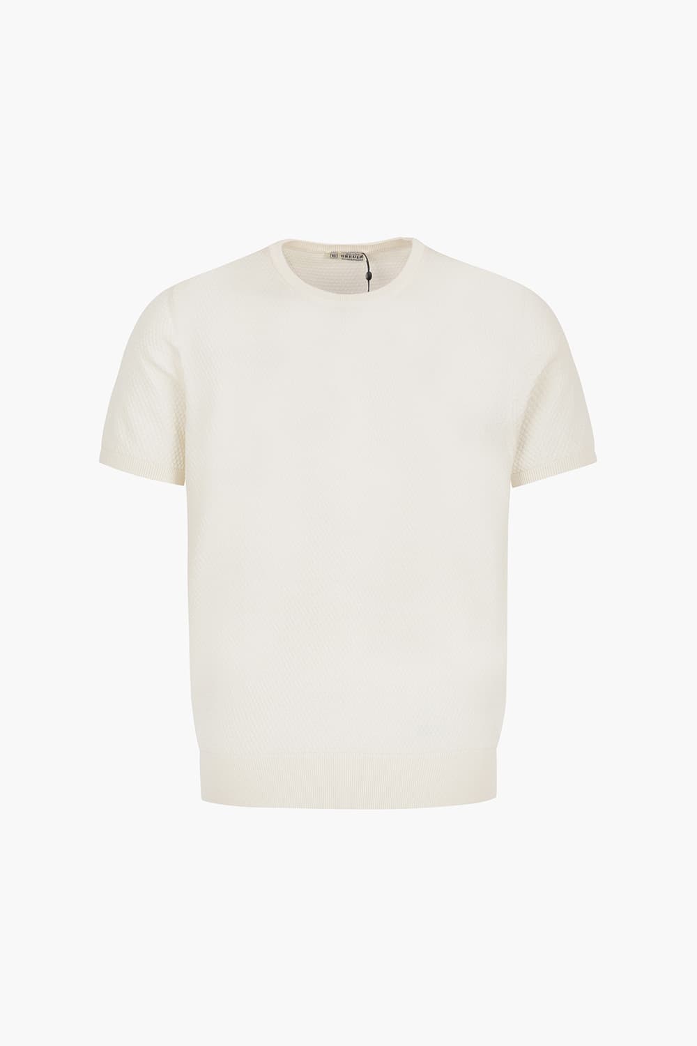 코튼 패턴 짜임 크루넥 505 아이보리 반소매 니트