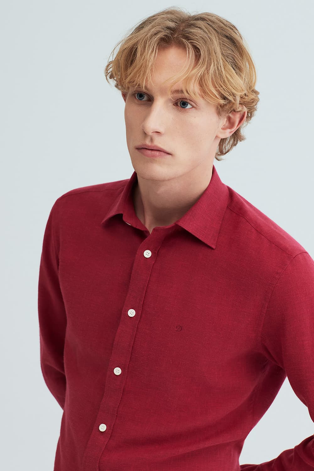 린넨 카라 루프탭 트리콜로르 955  컴포터블(뉴캐주얼핏) 셔츠 레드 SE6SM22LS955SRD