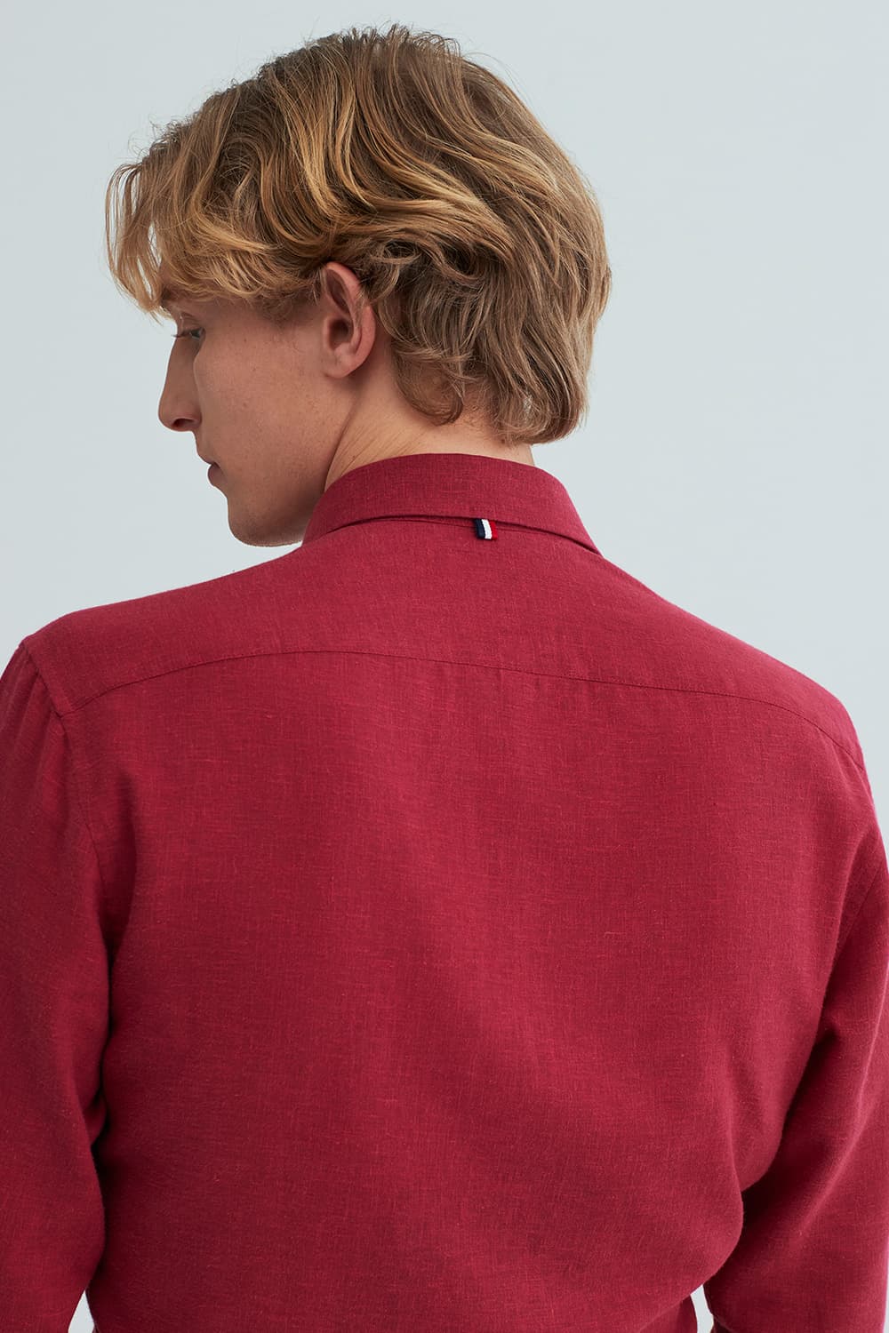 린넨 카라 루프탭 트리콜로르 955  컴포터블(뉴캐주얼핏) 셔츠 레드 SE6SM22LS955SRD