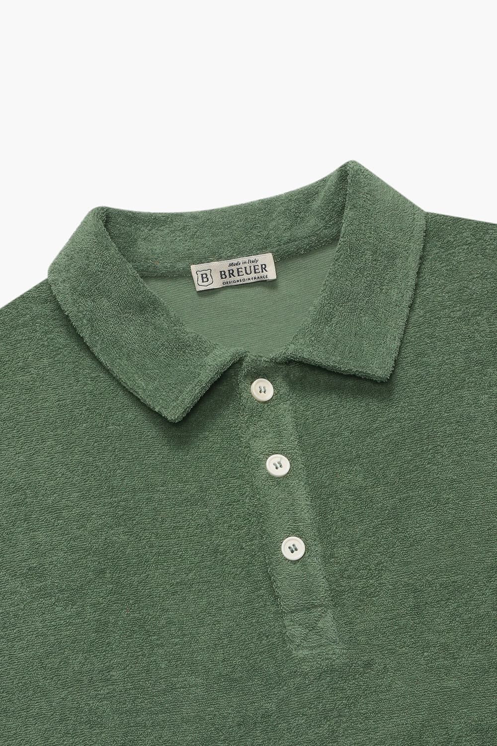 코튼 버튼 다운 201 그린 반소매 티셔츠