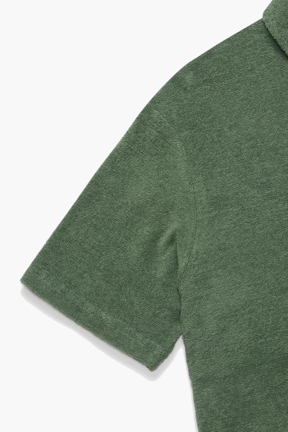 코튼 버튼 다운 201 그린 반소매 티셔츠