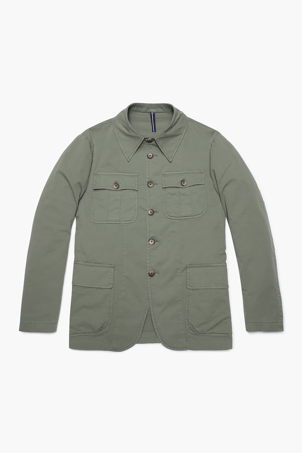코튼 빅버튼 포켓 901 그린 하프 코트