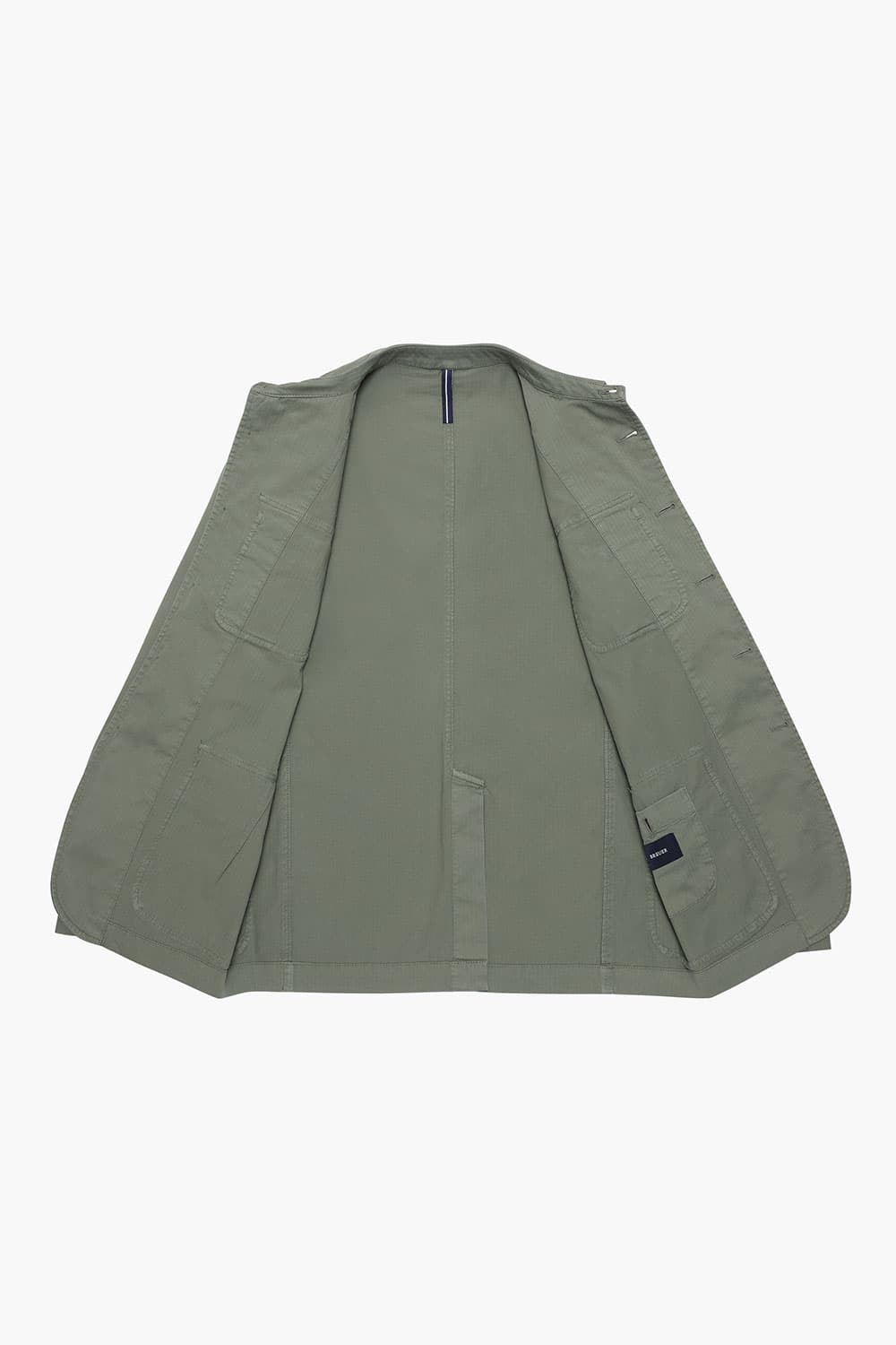 코튼 빅버튼 포켓 901 그린 하프 코트