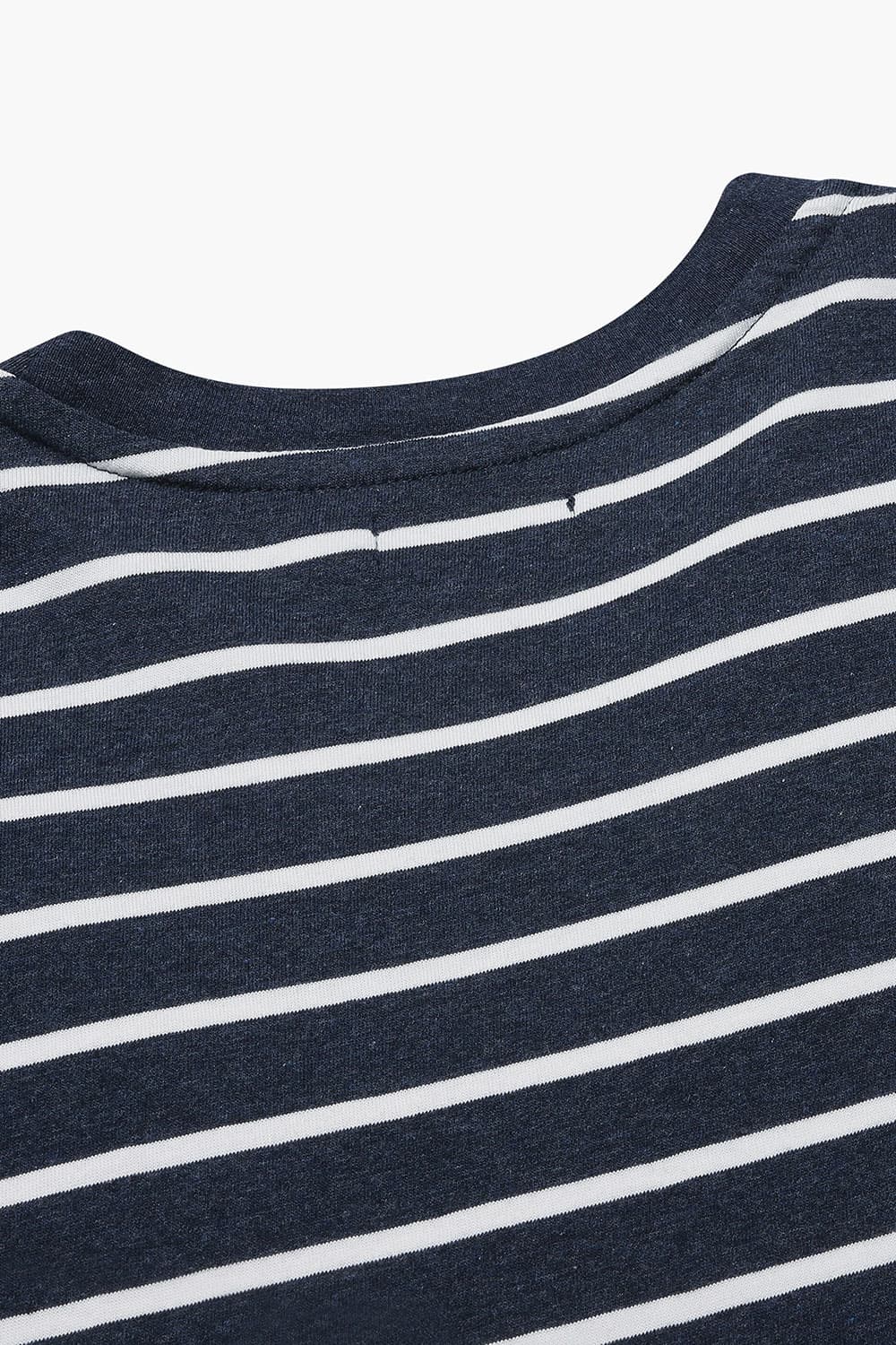 코튼 스트라이프 크루넥 103 다크네이비 긴소매 티셔츠
