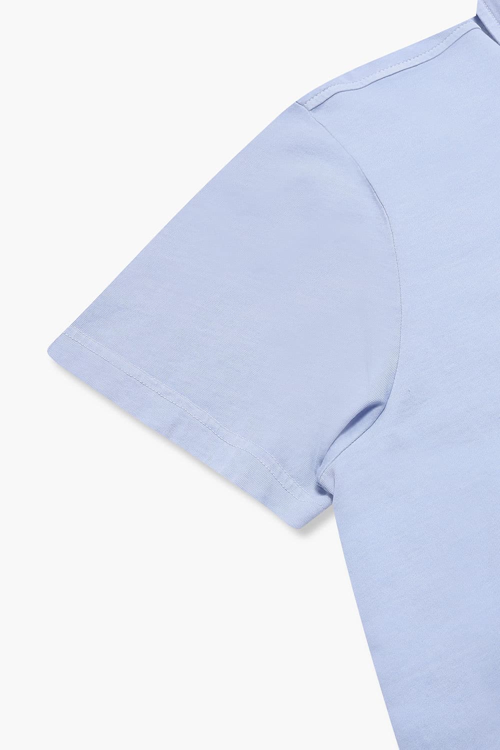 코튼 버튼 다운 포켓 501 라이트블루 반소매 티셔츠