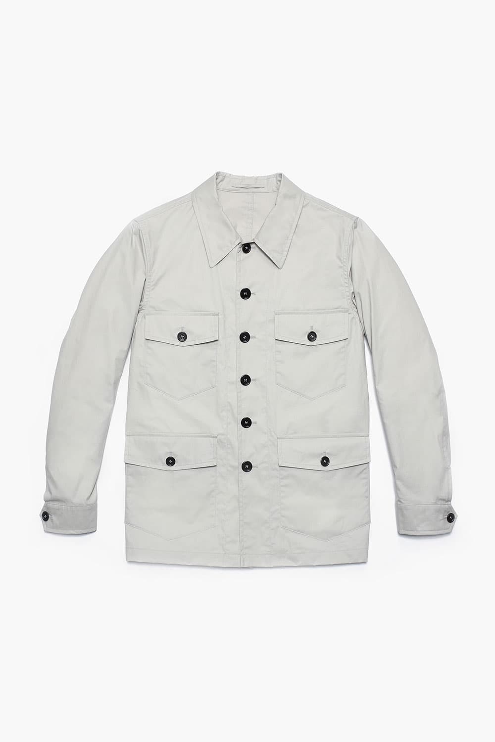 왁스 코튼 빅버튼 포켓 805 화이트 하프 코트