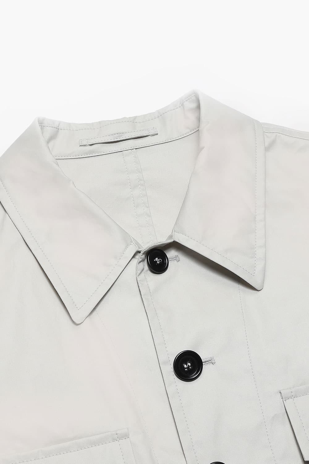 왁스 코튼 빅버튼 포켓 805 화이트 하프 코트