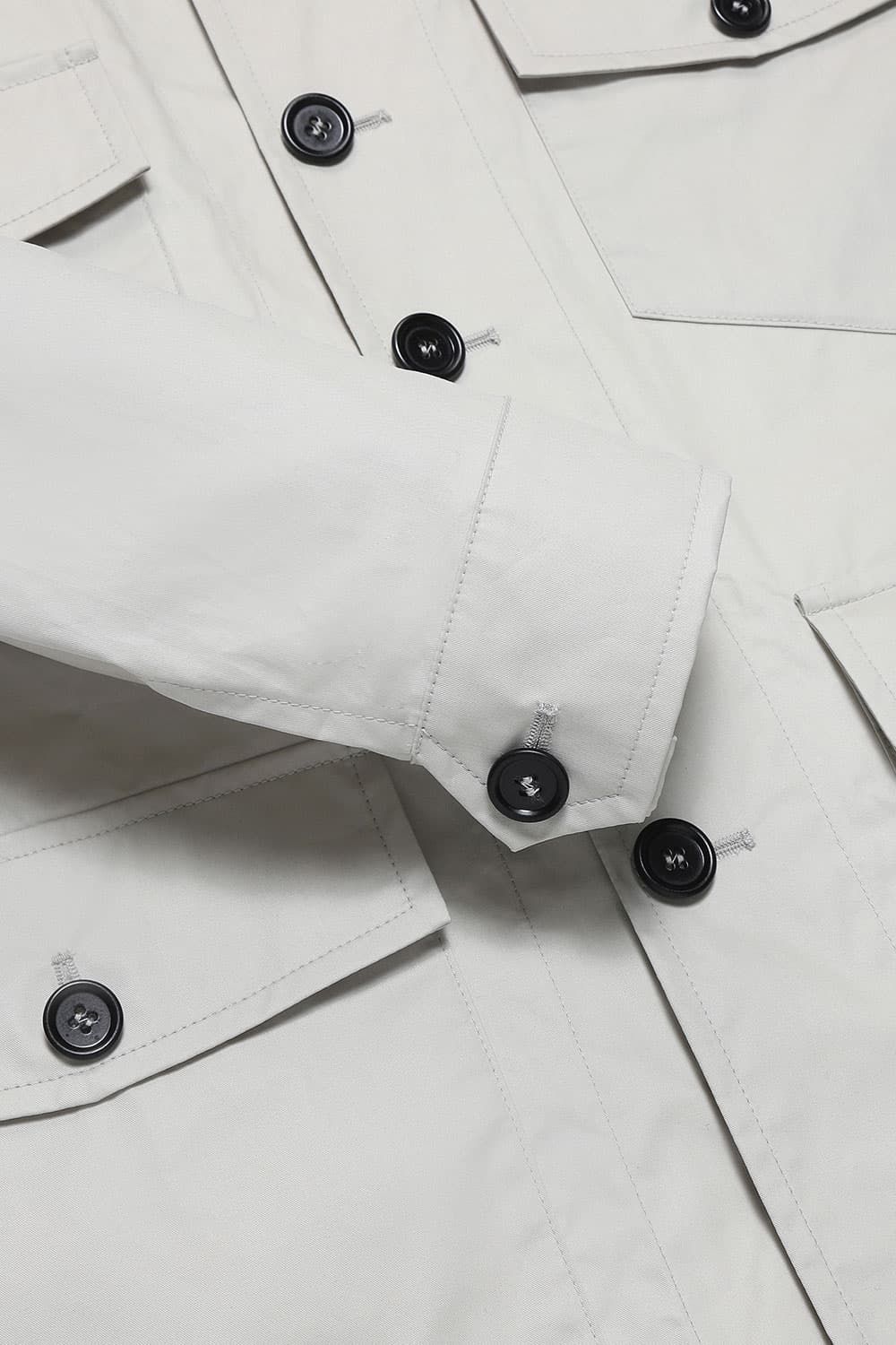 왁스 코튼 빅버튼 포켓 805 화이트 하프 코트