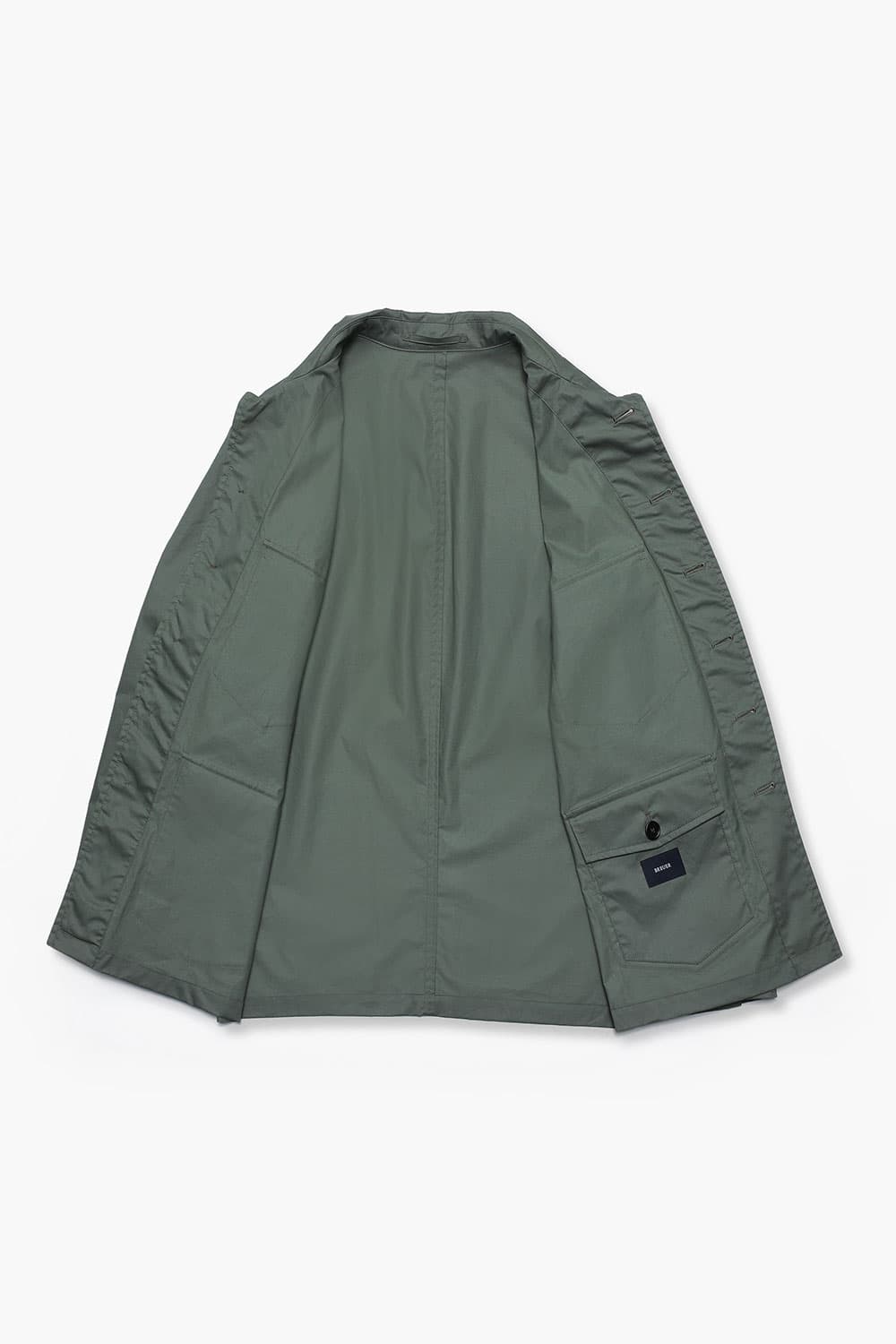 왁스 코튼 빅버튼 포켓 805 블루그린 하프 코트