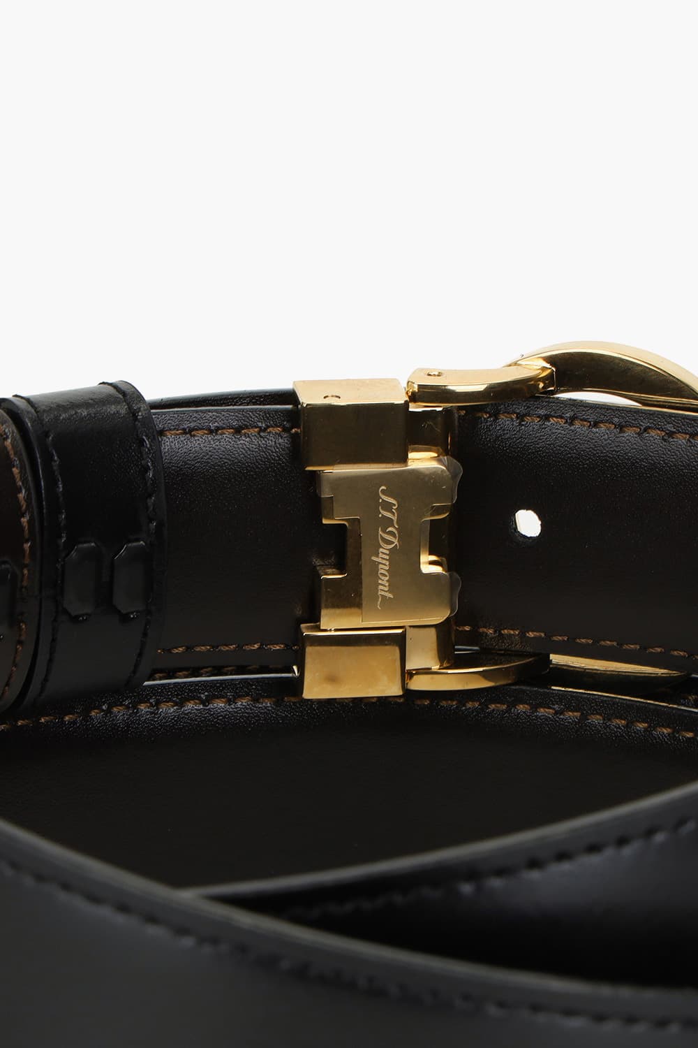 D 로고 라운드 버클 리버서블 벨트 골드 30MM 블랙/브라운 CJ8450120B