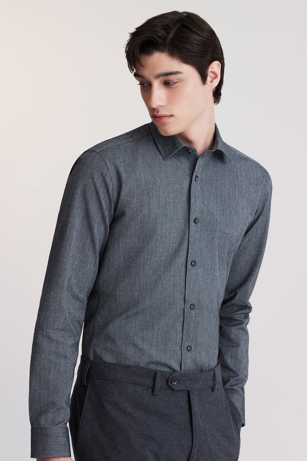 스트라이프 기모 트리콜로르 957 컴포터블 셔츠 다크그레이 SE5FM22LS957SDY