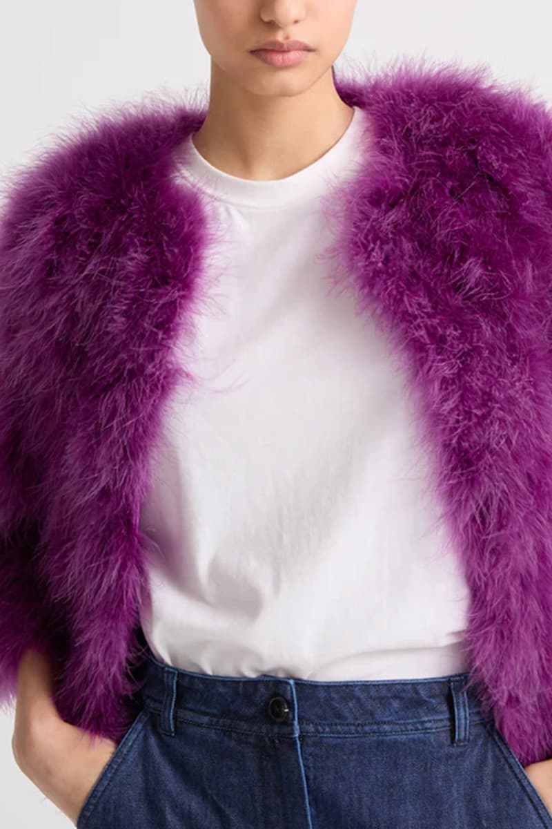 숏 퍼 깃털 자켓 CE5SFFUJA005C75