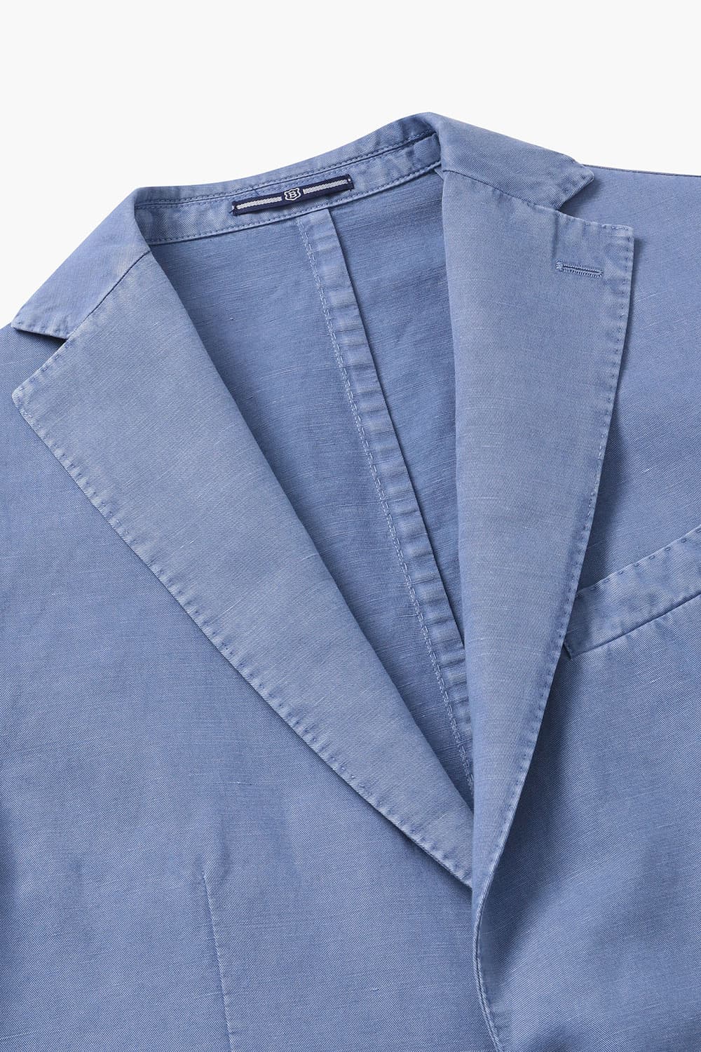 린넨 셰비 가먼트다잉 101 블루 테일러드 자켓