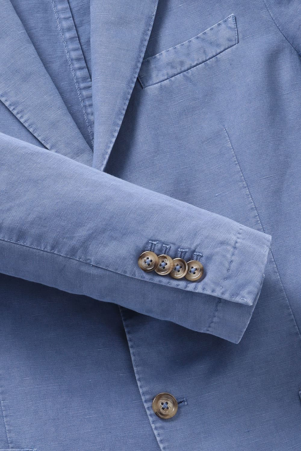 린넨 셰비 가먼트다잉 101 블루 테일러드 자켓