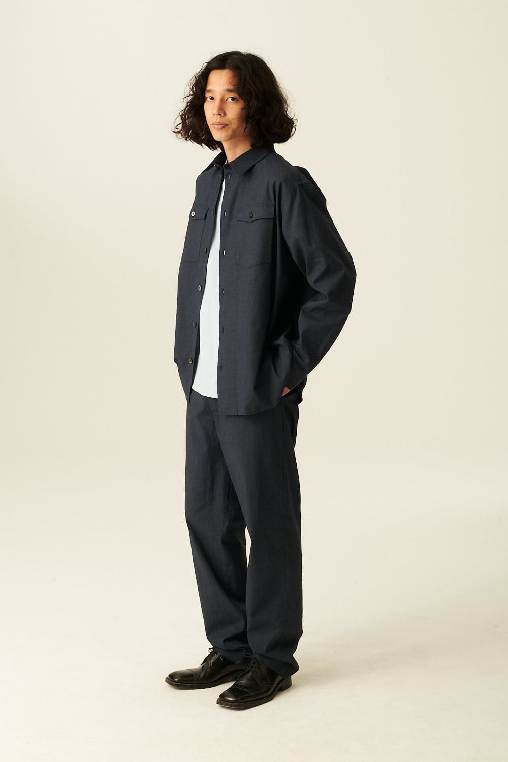 SEFTON 린넨 버튼 다운 투 포켓 005 다크네이비 셔츠