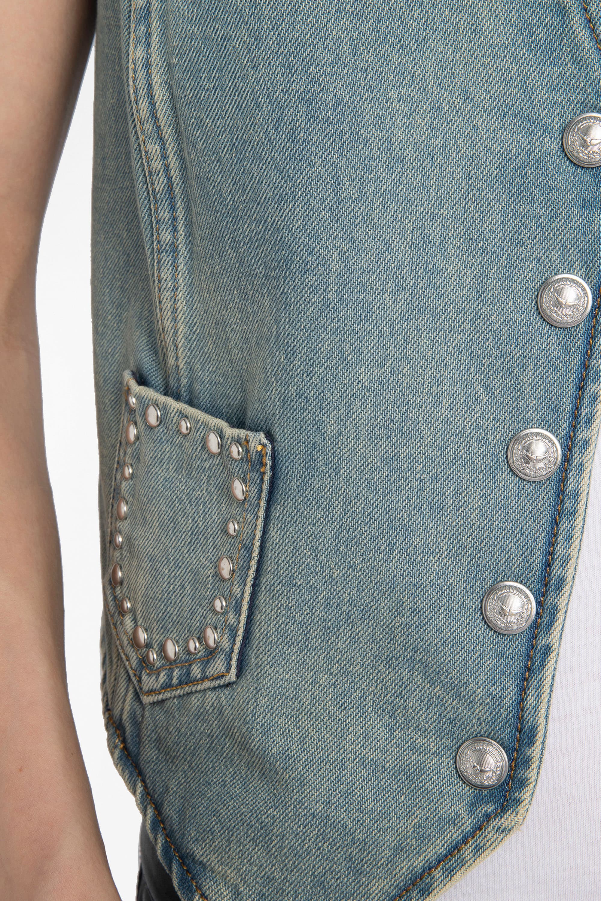 Gillier Denim Studs Vest