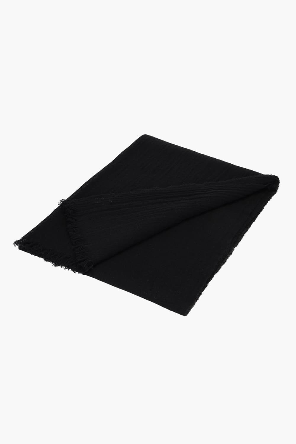 GARDENA 캐시미어 스몰 프린지 101 블랙 머플러