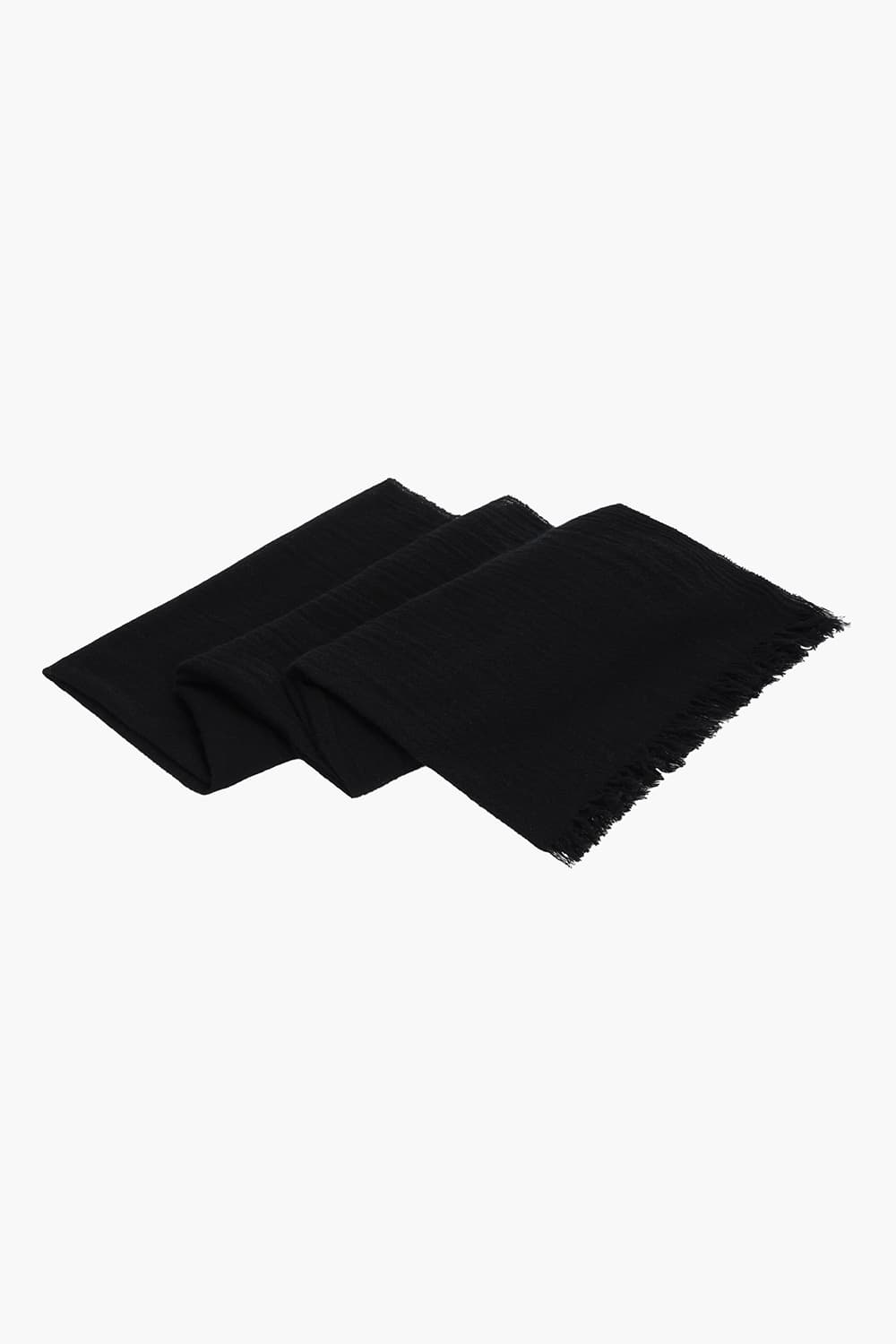 GARDENA 캐시미어 스몰 프린지 101 블랙 머플러