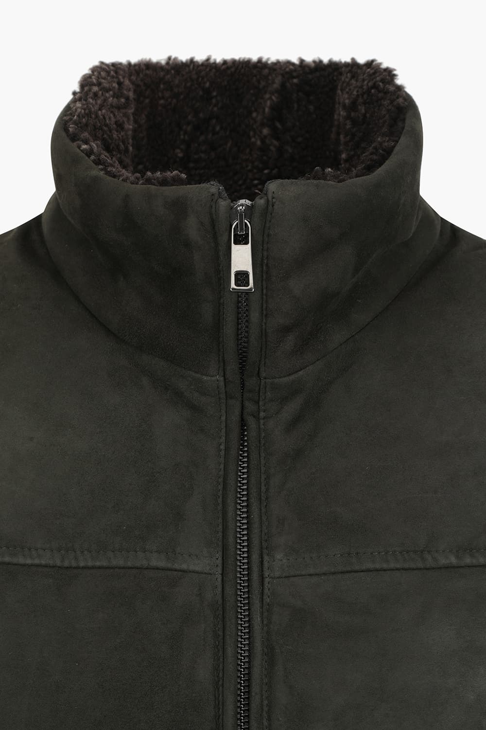 고트스킨 스웨이드 하이넥 801 다크카키 베스트