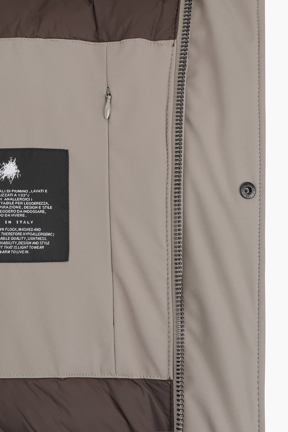 구스다운 후드 롱 802 라이트브라운 다운 점퍼