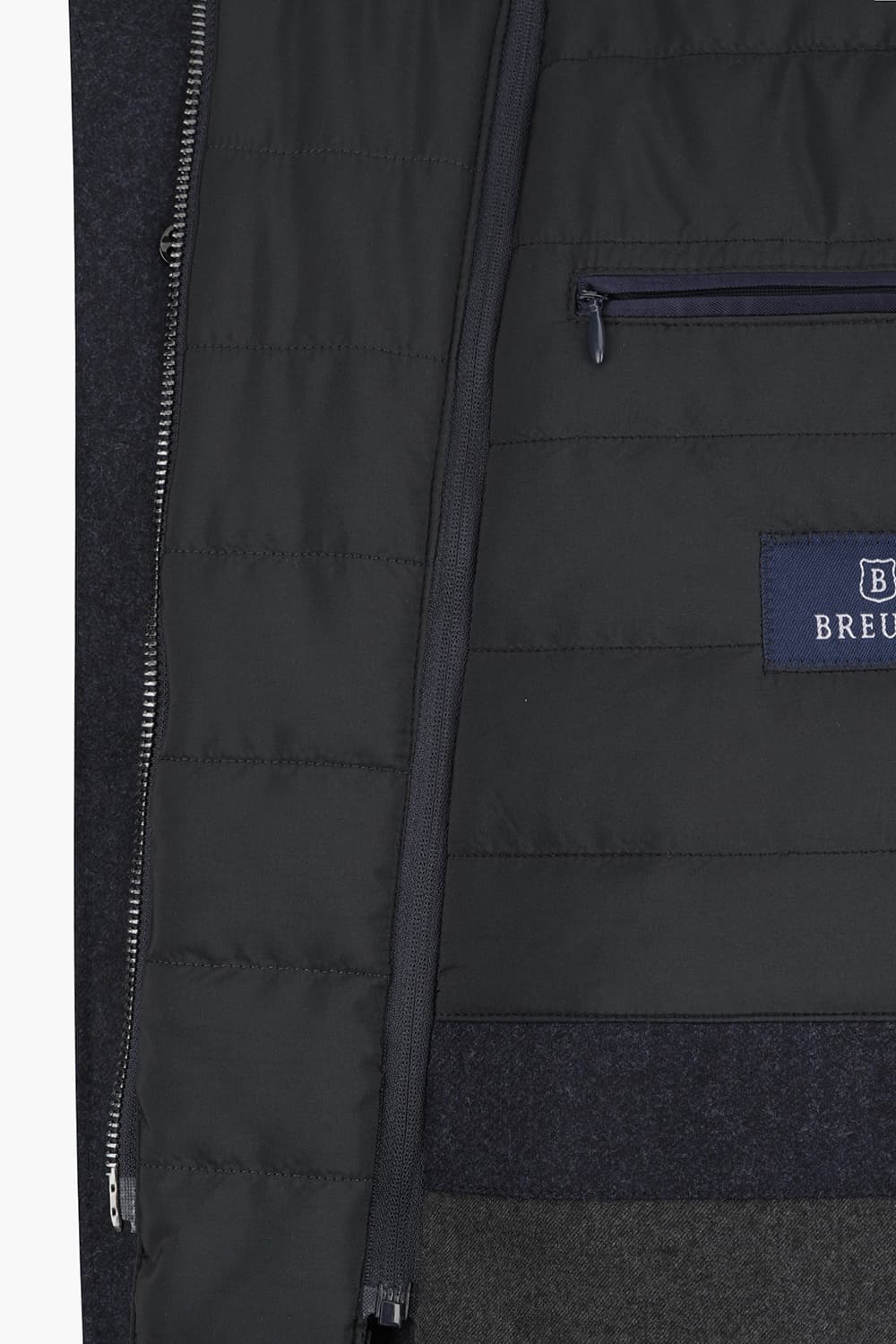 울 하이넥 다운 체스터 싱글 801 다크네이비 롱 코트