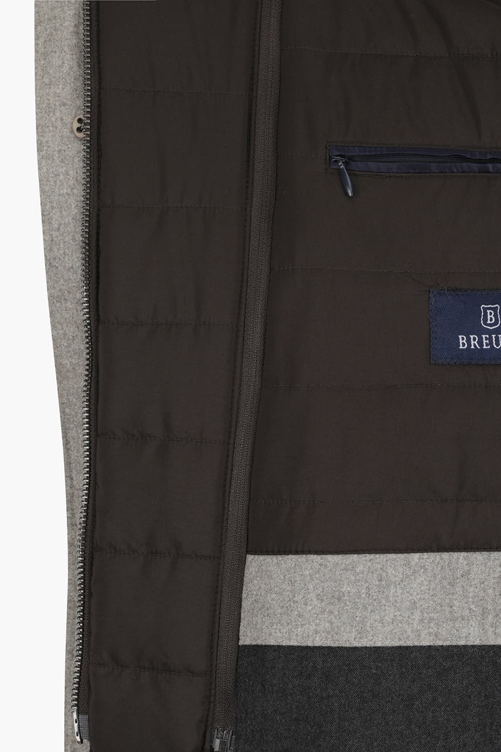 울 하이넥 다운 체스터 싱글 801 라이트그레이 롱 코트