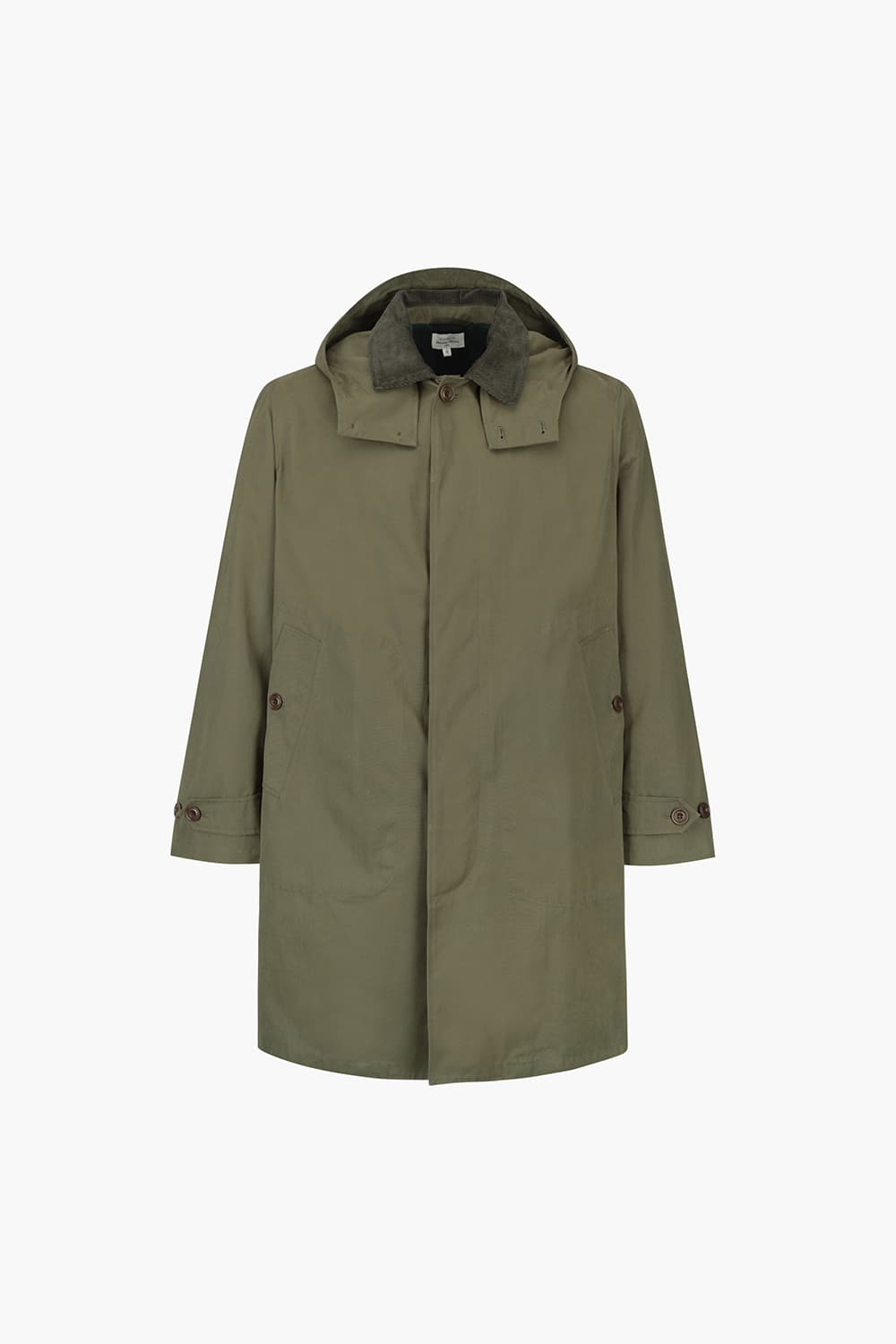 CARL 코듀로이 넥카라 야상 롱 101 카키 다운 점퍼