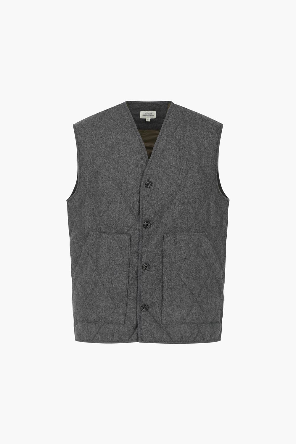 VINCE 울 혼방 퀼팅 빅 포켓 201 다크그레이 베스트